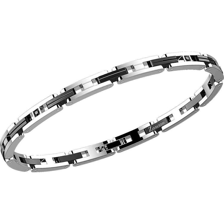 Immagine di Bracciale Uomo Gioielli Zancan Hi Teck-Eleganteck In Acciaio 316 Con Spinelli Neri | EHB137