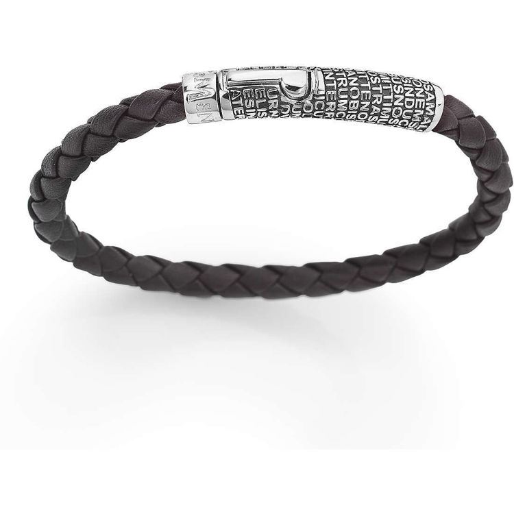 Immagine di Bracciale Padre Nostro Uomo In Pelle Gioielli Amen Pater Noster | BRNO05B-L