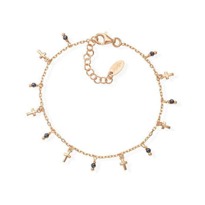 Immagine di Bracciale Amen Croci E Cristalli Neri | BRMICRRN