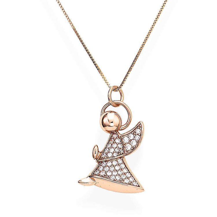 Immagine di Collana Amen Donna Con Angelo In Argento Rosè | A6RB