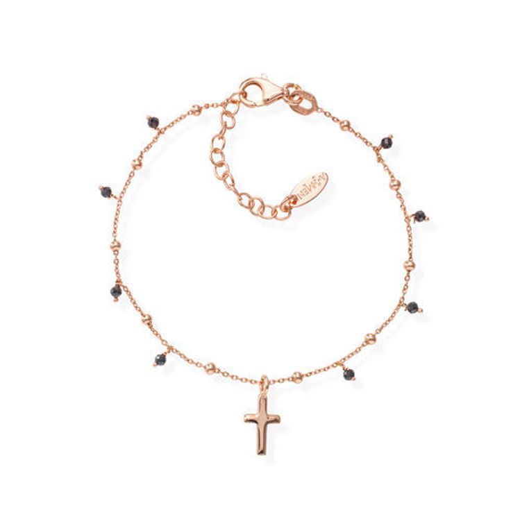 Immagine di Bracciale Amen Con Croce In Argento Rosè | BRCRRN3