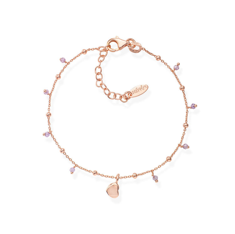 Immagine di Bracciale Amen Con Cuore Bombato e Cristalli Lilla | BRCURL3