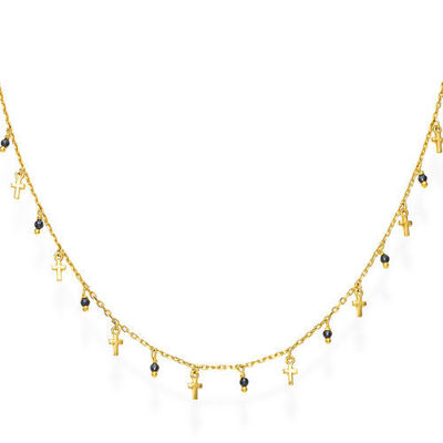 Immagine di Collana Amen Dorata Con Croci Nere | CLMICRGN
