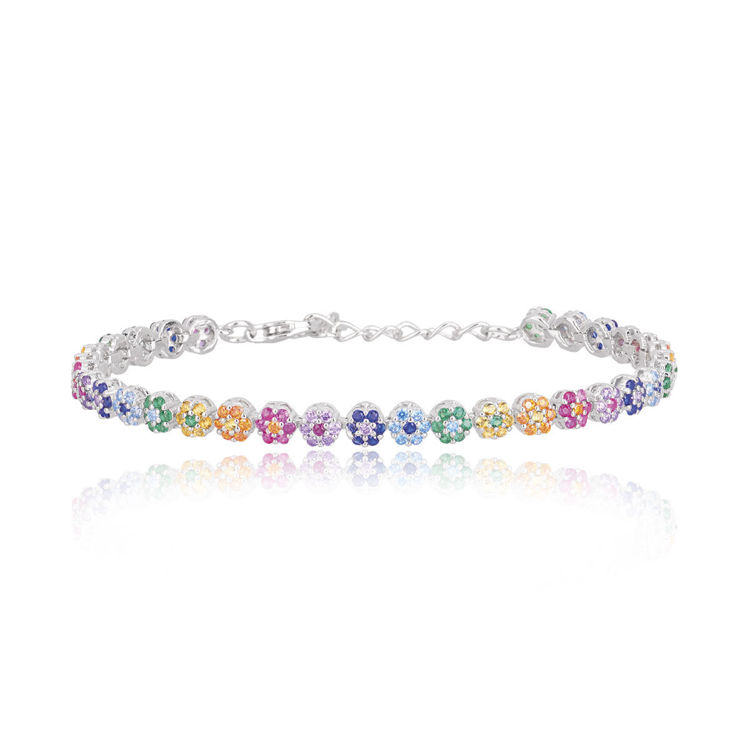 Immagine di Bracciale Mabina Tennis In Argento E Zirconi Multicolor | 533330