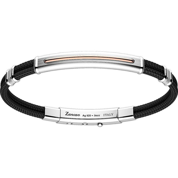 Immagine di Bracciale Uomo In Kevlar Con Placca In Argento Gioielli Zancan | EXB758R-NE