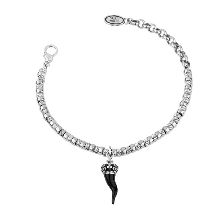 Immagine di Bracciale Donna In Argento Con Cornetto Nero Gioielli Suali | BM2031/4