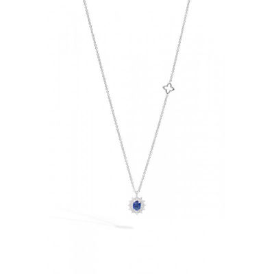 Girocollo Recarlo Camelia In Oro Diamanti E Zaffiro Immagine di Girocollo In Oro Bianco Diamanti E Zaffiro Gioielli Recarlo Camelia | P77CC001/ZB-45