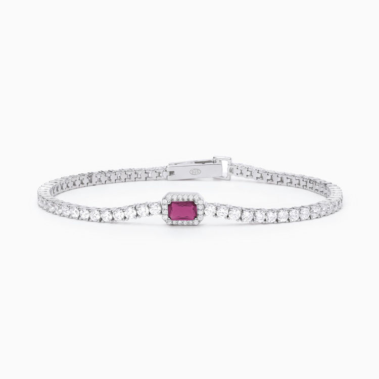 Immagine di Bracciale Donna Tennis Con Rubino Taglio Baguette Gioielli Mabina | 533741-M