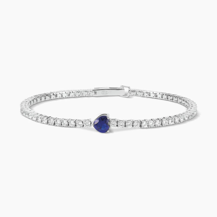 Immagine di Bracciale Tennis Cuore Zaffiro Gioielli Mabina | 533441-S