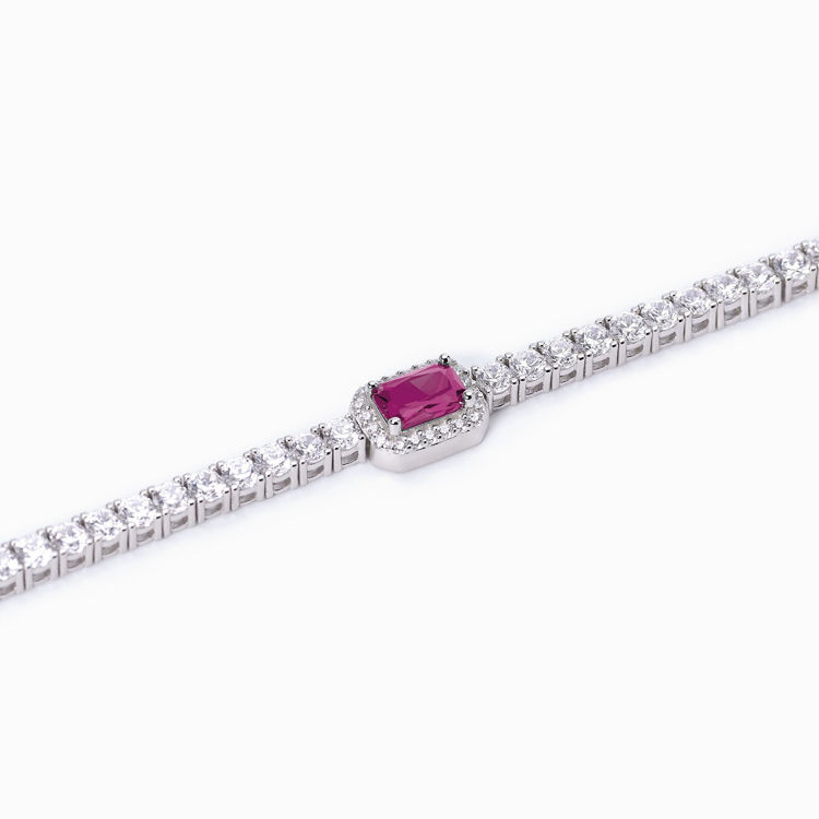 Immagine di Bracciale Donna Tennis Con Rubino Taglio Baguette Gioielli Mabina | 533741-S