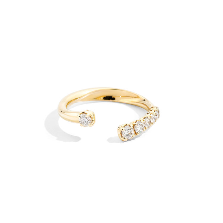 Immagine di Anello Veretta In Oro Giallo E Diamanti Naturali Recarlo Anniversary | R01FN007/G044-14