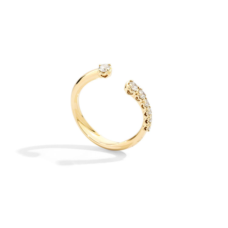 Immagine di Anello Veretta In Oro Giallo E Diamanti Naturali Recarlo Anniversary | R01FN007/G044-14