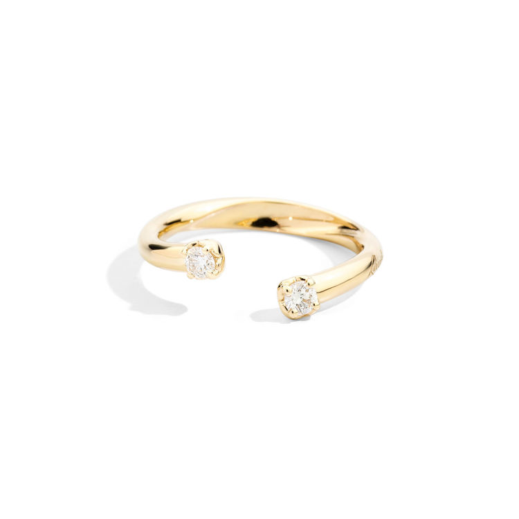 Immagine di Anello Veretta In Oro Giallo E 2 Diamanti Naturali Recarlo Gioielli Anniversary | R01FN006/G020-14