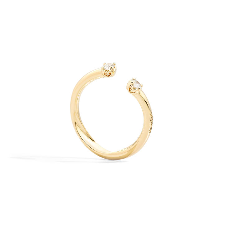 Immagine di Anello Veretta In Oro Giallo E 2 Diamanti Naturali Recarlo Gioielli Anniversary | R01FN006/G020-14
