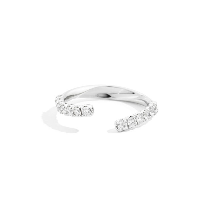 Immagine di Anello Veretta In Oro Bianco E Diamanti Naturali Recarlo Anniversary | R01FN004/055-15