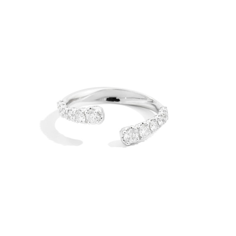 Immagine di Anello Veretta In Oro Bianco E Diamanti Naturali Recarlo Anniversary | R01FN009/066-15