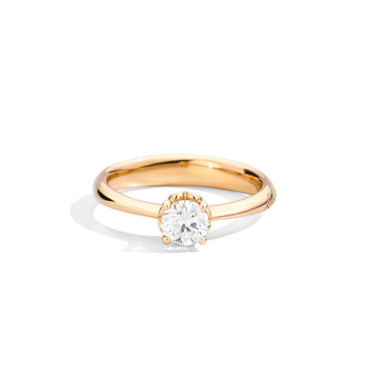 Immagine di Anello Solitario In Oro Giallo E Diamanti Naturali Recarlo Anniversary Love | R01SO001G/G034