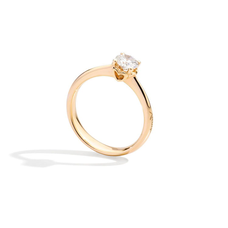 Immagine di Anello Solitario In Oro Giallo E Diamanti Naturali Recarlo Anniversary Love | R01SO001G/G034