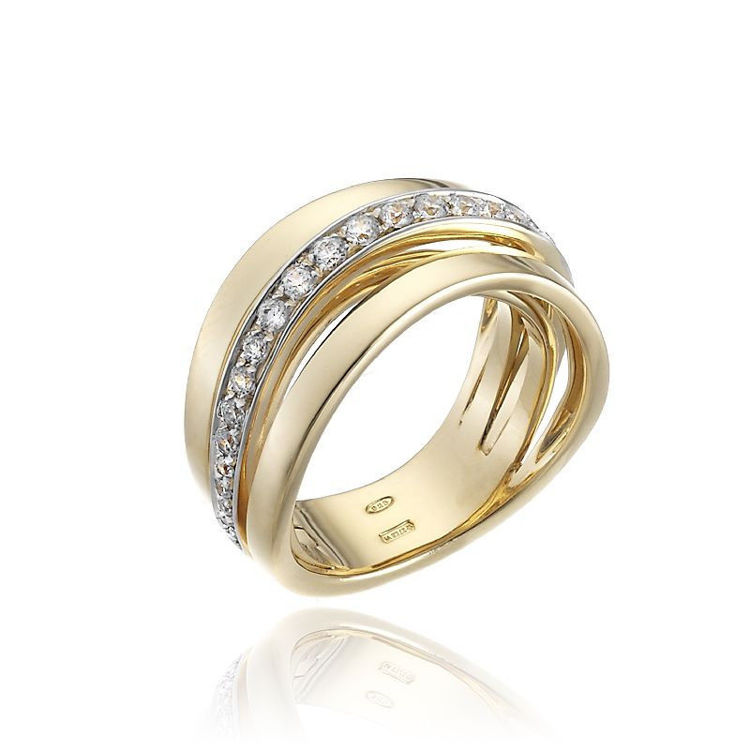 Immagine di Anello Stretch Nuvola Chimento Donna In Oro Giallo E Diamanti | 1A08730BB1140