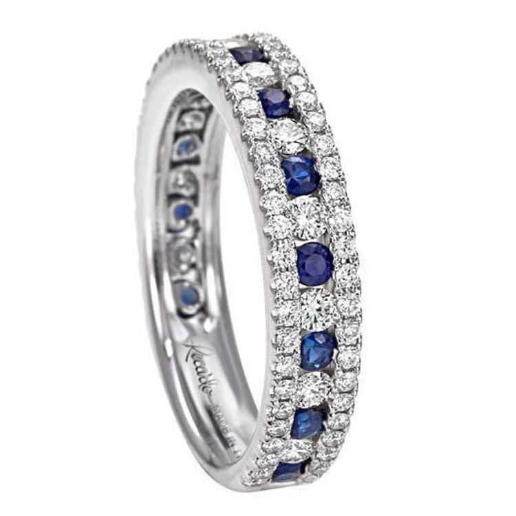 Immagine di Anello Fedina In Oro Bianco Diamanti E Zaffiri Gioielli Recarlo Decò | R10MZ845/ZB-14