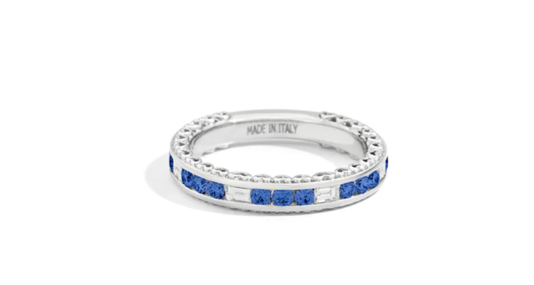 Immagine di Anello Veretta In Oro Bianco Diamanti E Zaffiri Gioielli Recarlo Anniversary | R01GD013/ZB-14