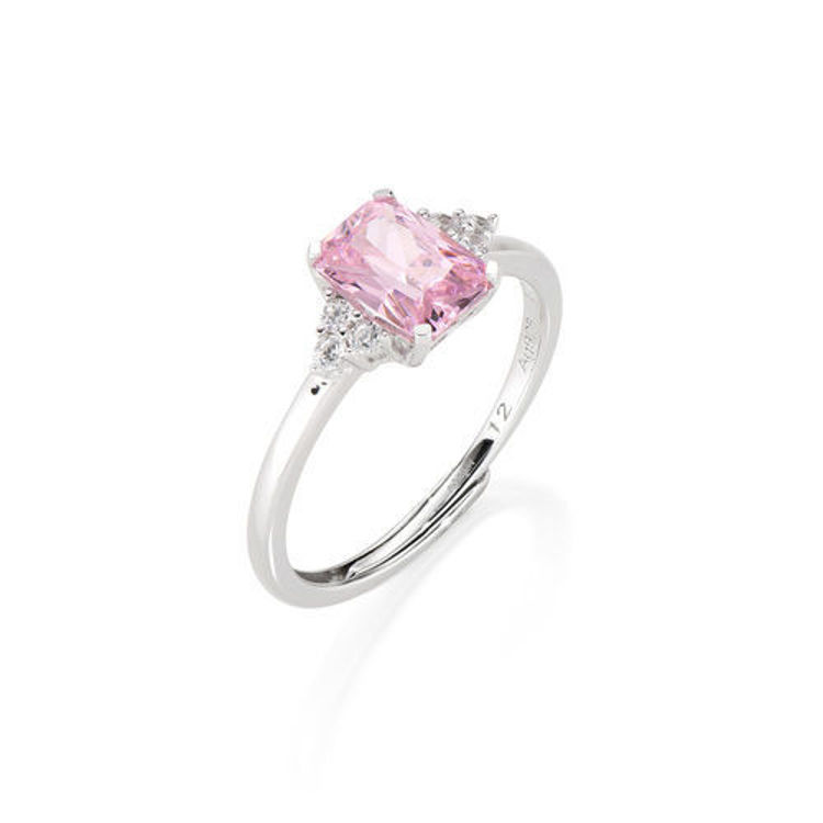 Immagine di Anello regolabile Princess Con Zirconi Rosa E Bianchi Amen | RBABBROZ2