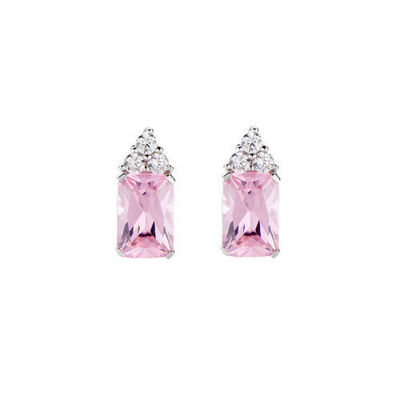 Immagine di Orecchini Princess Con Zirconi Rosa E Bianchi Amen | EBABBROZ