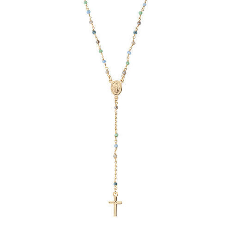 Immagine di Collana Rosario Cristalli Multicolor Pastello Gioielli Amen | CRO25GMUV4