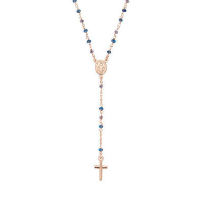 Immagine di Collana Rosario Cristalli Blu E Tortora Gioielli Amen | CRO10RBLTO4
