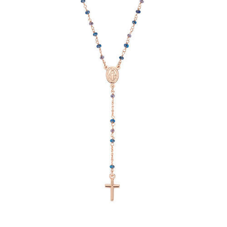 Immagine di Collana Rosario Cristalli Blu E Tortora Gioielli Amen | CRO10RBLTO4