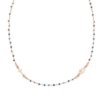 Immagine di Girocollo Rosario Donna Cristalli Blu E Tortora Gioielli Amen | CRO10RBLT03