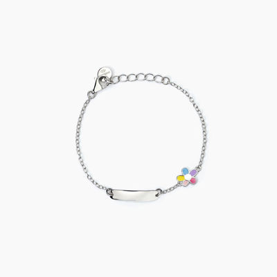 Immagine di Bracciale Neonato Personalizzabile Con Fiore Gioielli Mabina | 533796