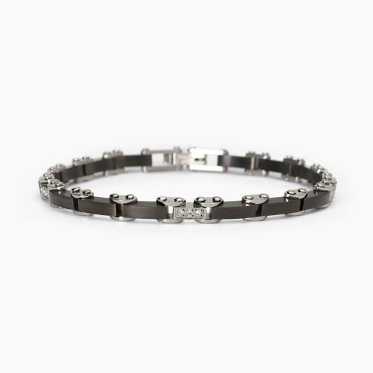 Immagine di Bracciale in acciaio 316L PVD Gunmetal Cristalli Gioielli 2Jewels | 232465