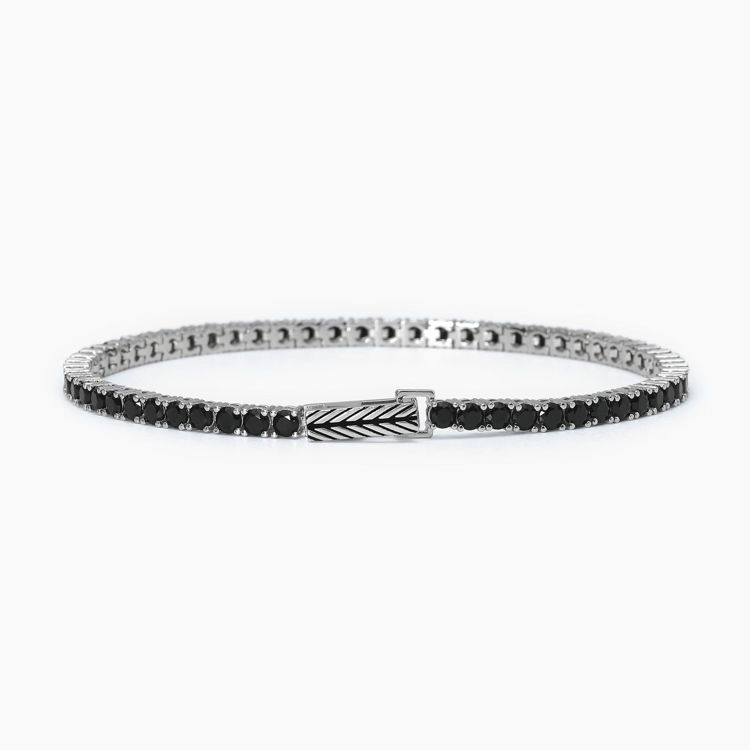 Immagine di Bracciale Uomo In Argento Con Zirconi Neri Gioielli Mabina | 533694-M