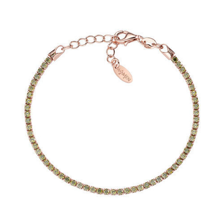 Immagine di Bracciale Tennis Rosè Zirconi Verdi Gioielli Amen |  BTRVE16