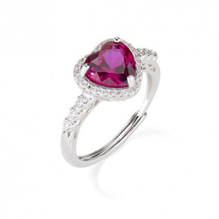 Immagine di Anello Regolabile Big Diamonds Cuore Rubino Amen | RTIHBRBZ3