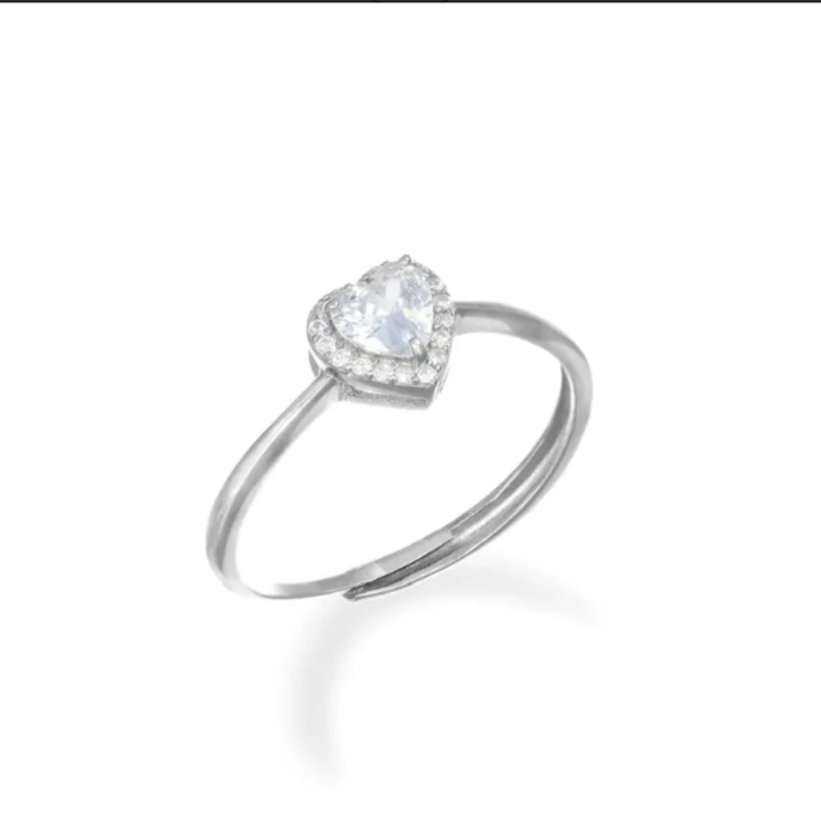 Immagine di Anello Regolabile Con Cuore Zircone Bianco Amen | RTICSBBZ2