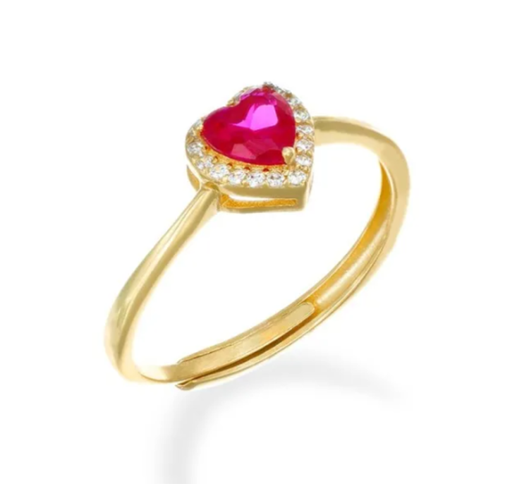 Immagine di Anello Regolabile Con Cuore Zircone Rosso Amen | RTICSGRZ2