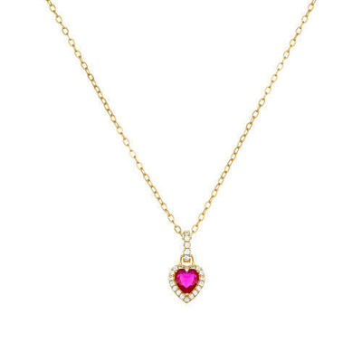 Immagine di Collana Dorata Cuore Rubino Amen | CLTICSGRZ