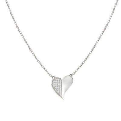 Immagine di Collana Cuore Argento E Zirconi Amen | CLHLBBZ