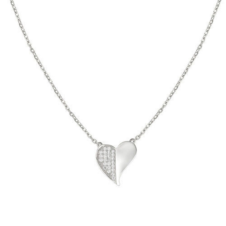 Immagine di Collana Cuore Argento E Zirconi Amen | CLHLBBZ