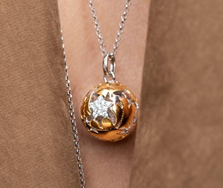 Immagine di Collana Donna Chiama Angeli In Argento Bianco E Giallo Con Stella E Zirconi |  SFA143