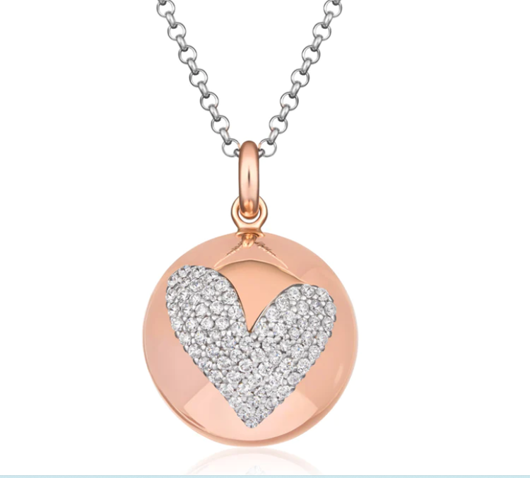 Immagine di Collana Donna Chiama Angeli In Argento Rosato E Cuore Di Zirconi |  SFA156