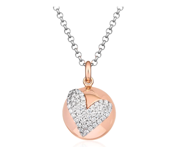 Immagine di Collana Donna Chiama Angeli In Argento Rosato E Cuore Di Zirconi |  SFA156