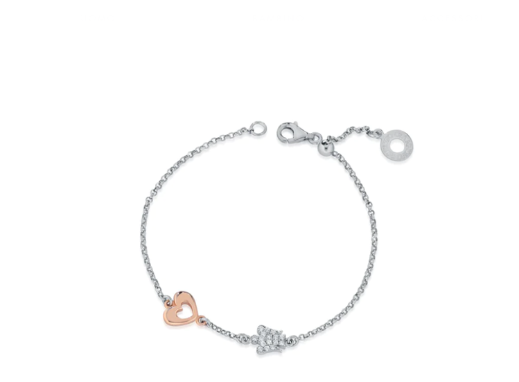 Immagine di Bracciale Con Angelo E Cuore In Argento Rosato Roberto Giannotti | GIA396