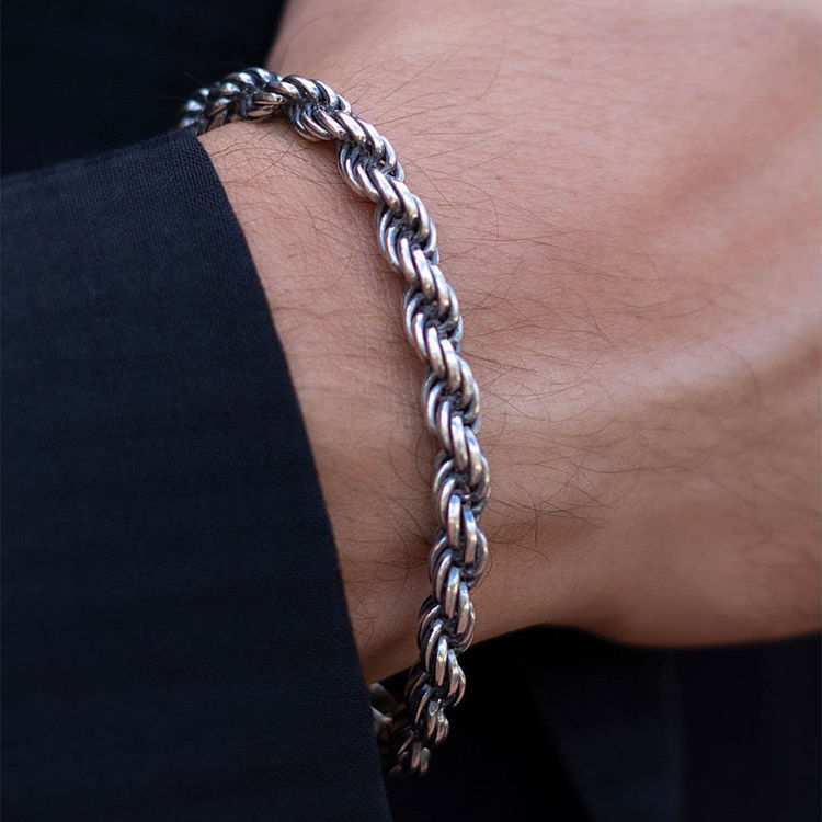 Immagine di Bracciale Uomo In Argento Brunito Torchon Mariacristinasterling |  G3495