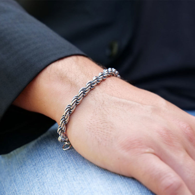 Immagine di Bracciale Uomo In Argento Brunito Torchon Mariacristinasterling |  G3495