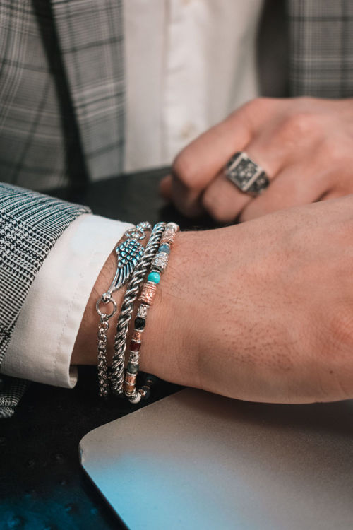 Immagine di Bracciale Uomo In Argento Brunito Attorcigliato Mariacristinasterling |  G3513