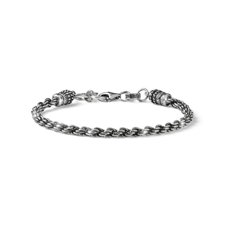Immagine di Bracciale Uomo Torchon In Argento Brunito Sottile Mariacristinasterling |  G3496