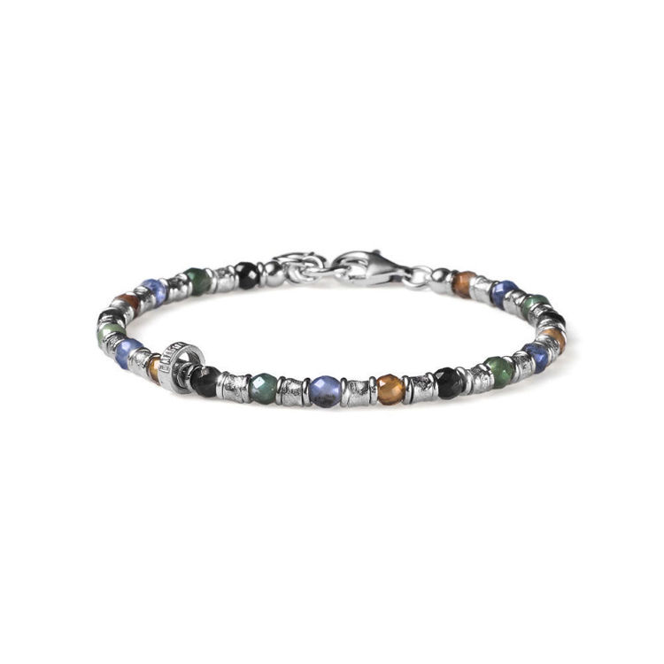 Immagine di Bracciale Uomo Snake Pepite Argento Alternate A Pietre Colorate Mariacristinasterling |   G2877